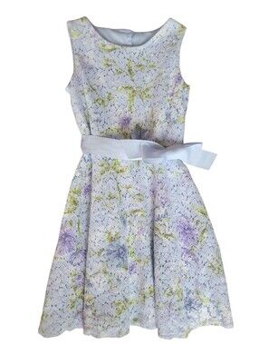 The Children's Place Girls Floral Lace A-Line Dress Light Blue Purple Size 8